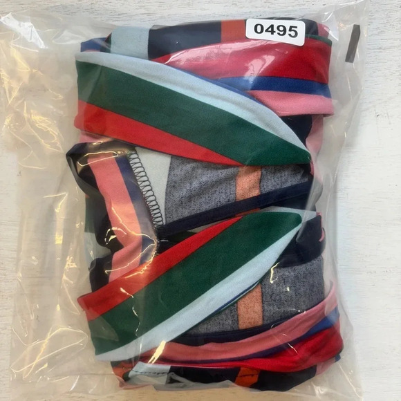 NWT Eloquii Printed Fit and Flare Midi Dress Rainbow Stripe Mock Neck Stretch 18 - Picture 8 of 8